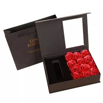 Открытое окно 12 Мыло Роза Губная помада Подарочная коробка Креативный подарок на День Святого Валентина красный