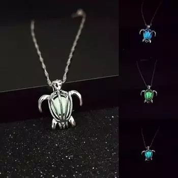 Открытое полое маленькое светящееся ожерелье с черепахой, светящаяся цепочка на ключицу, аксессуары для женщин зелёный