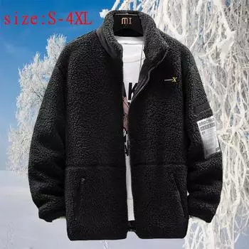 Открытое повседневное теплое хлопковое пальто Мужская бархатная корейская версия Модная зимняя крутая куртка S