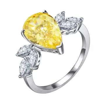 Открытые кольца драгоценного цвета с бриллиантами в форме ледяного цветка в форме груши