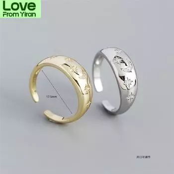 Открытые кольца с луной и звездами из богемского хрусталя для женщин, кольца, ювелирные изделия, перстень из стерлингового серебра, золотое/серебряное кольцо, женские кольца Resizable