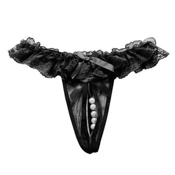 Открытые кружевные стринги с сетчатым жемчугом Массажные женские сексуальные брюки