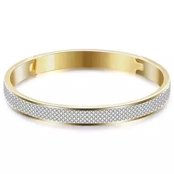 Открытый 3-рядный браслет с инкрустацией глиной и цирконом, простой универсальный индивидуальный браслет для женщин золотой