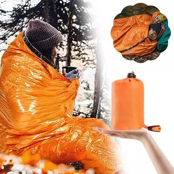 Открытый Bivy аварийный спальный мешок для выживания на природе термоодеяло майларовое водонепроницаемое аварийное снаряжение компактный ветрозащитный прочный 210CMX130CM оранжевый