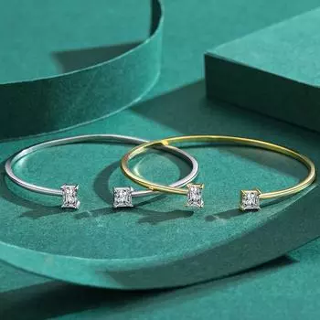 Открытый браслет из стерлингового серебра S925, женский, европейский и американский модный популярный имитационный бриллиант Adjustable size серебряный