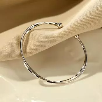 Открытый браслет с кольцом Мебиуса S999 из чистого серебра с гладким лицом и песчаником, простой и роскошный, универсальный серебряный браслет для ног для девочек Adjustable size серебряный