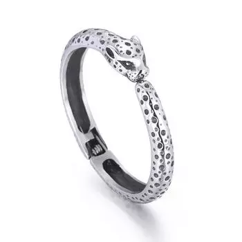 Открытый браслет с леопардовым принтом в европейском и американском стиле из титановой стали в стиле панк