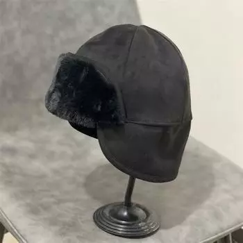 Открытый Интернет знаменитости сезон замша кролик мех защитник ушей шапка Lei Feng осень и зима теплая утолщенная M56-58cm чёрный