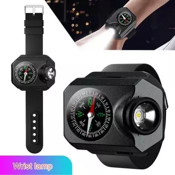 Открытый кемпинг наручный фонарь яркий водонепроницаемый выживания скалолазание приключения компас часы светодиодный беговой фонарь портативный фонарик 1pcs