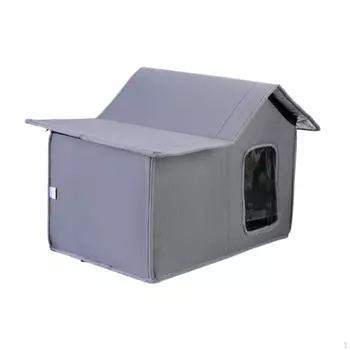 Открытый кошачий приют дом хижина складная бродячая пещера кровать для домашних животных для помещений чёрный