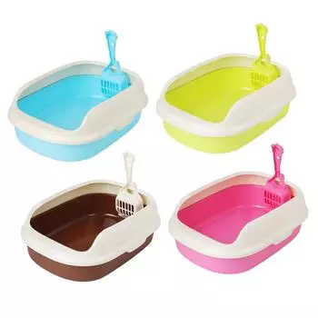 Открытый кошачий туалет, кошачий песочница, переносной кошачий туалет, полузакрытый контейнер для кошачьего туалета, брызгозащищенный для домашних кошек синий