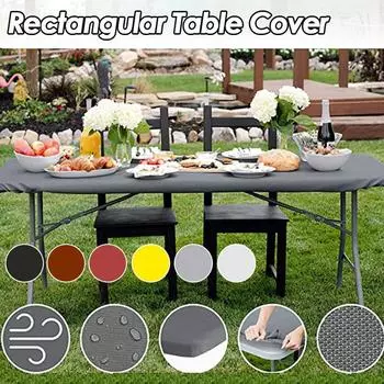 Открытый Крытый Прямоугольный Прямоугольный Наружный Крытый Скатерть Скатерть С Эластичным Краем Протираемая Скатерть Крышка Стола Патио Кухня S красный