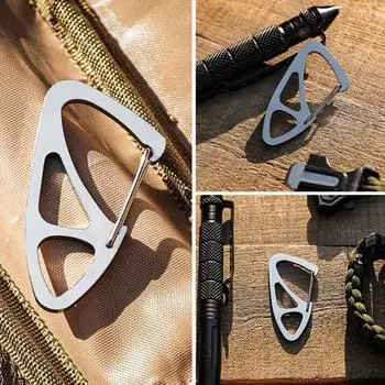 Открытый мини-карабин из нержавеющей стали, противоугонная пружинная пряжка для крючков с защелкой для кемпинга серебряный