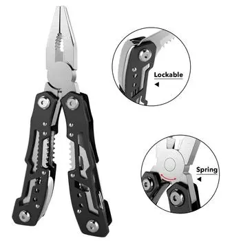 Открытый мультитул для кемпинга, портативный складной многофункциональный инструмент из нержавеющей стали для Edc, аварийный нож для выживания, плоскогубцы чёрный