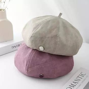 Открытый новый простой берет детский ранний весенний темперамент показать лицо маленькая тыква восьмиугольная шляпа уличная шляпа художника прилив M56-58cm