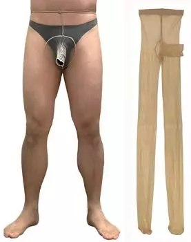 Открытый перед Открытый перед Внутренние гетры [Miracroute] Мужские колготки, трусики, чулки, мужские сексуальные, мужские колготки, пушистые, брюки, шорты, (бежевый)