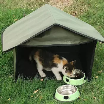 Открытый приют для бродячих кошек, домик для домашних животных, съемная пещера для котят на четыре сезона, водонепроницаемые принадлежности