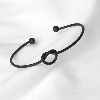 Открытый регулируемый браслет с узлом, дизайн манжеты в форме сердца, простая распродажа, креатив чёрный