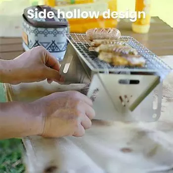 Открытый складной гриль для костра, высокая стабильность, полый дизайн, нержавеющий, устойчивый к коррозии, портативный гриль для кемпинга, гриль для барбекю серебряный