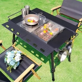 Открытый складной столик для роллов для кемпинга, переносной подъемный алюминиевый стол для пикника и барбекю, тактический многофункциональный стол для пикника IGT