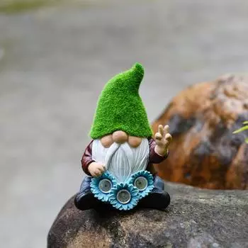 Открытый солнечный садовый орнамент гном карлик патио украшения изделия из смолы садовые фонари