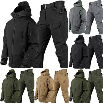 Открытый теплый комплект, камуфляжное плюшевое утолщенное пальто спецназа, осенне-зимнее мягкое большое пальто L коричневый