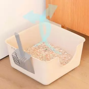 Открытый верх для кошачьего туалета, антиразбрызгивающий лоток для кошек, кошачий туалет с высокими бортами, лоток для кошачьего туалета для котят, маленьких и средних кошек белый