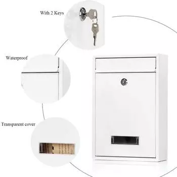 Открытый запираемый настенный подвесной железный почтовый ящик с ключом белый