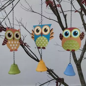 Открытый железный подвесной Сова перезвон ветра настенные украшения сад балкон подоконник композиция дверные подвесные колокольчики