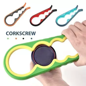 Открывалка для банок 4 в 1, открывалка для бутылок с винтовой крышкой, многофункциональная открывалка для банок, ручная открывалка для бутылок с поворотной крышкой, кухонный гаджет красный