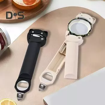 Открывалка для банок Открывалка для бутылок для пожилых людей с артритом Слабые руки Выдвижной магнитный консервный нож Инструмент для легкого открывания крышек Кухонный гаджет для банок чёрный