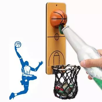 Открывалка для баскетбольных и футбольных бутылок, съемная металлическая магнитная настенная открывалка с крышкой-уловителем Football