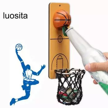 Открывалка для баскетбольных и футбольных бутылок, съемная металлическая магнитная настенная открывалка с коллектором крышки Football