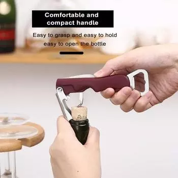 Открывалка для бутылок 3-в-1, дизайн, прочный винный штопор, открывалка для пива из нержавеющей стали с резаком для домашней кухни