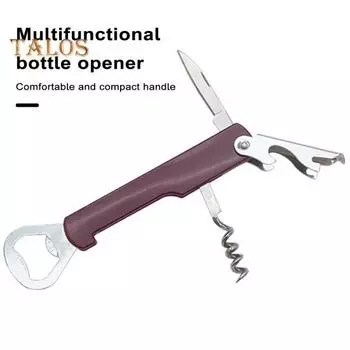 Открывалка для бутылок 3 в 1, дизайн, прочный штопор для вина, открывалка для пива из нержавеющей стали с резаком для домашней кухни чёрный