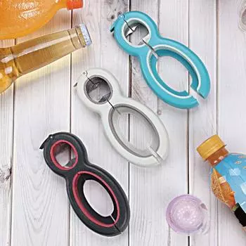 Открывалка для бутылок 6 в 1, противоскользящая открывалка для крышек, кухонный инструмент из нержавеющей стали, креативный многофункциональный чёрный