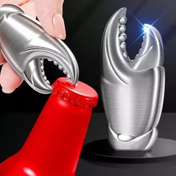 Открывалка для бутылок из нержавеющей стали, многофункциональная открывалка для винных бутылок для вечеринок, кемпинга, бара, портативная открывалка для пивных бутылок в форме клешни краба для мужчин, пап, мужей серебряный