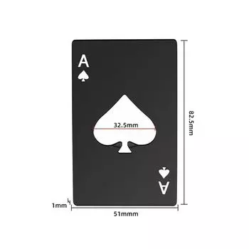 Открывалка для бутылок из нержавеющей стали Серебристая/Черная Пиковый туз Металлический инструмент для открывания вина Размер кредитной карты Креативная