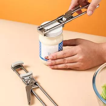 Открывалка для бутылок из нержавеющей сталиНескользящая регулируемая открывалка для банокОткрывалка для бутылок с вареньемВинтовая крышка Кухонные инструменты