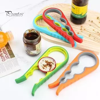 Открывалка для бутылок, колпачок-твистер, открывалка для банок «четыре в одном», противоскользящая ручка, легко откручивающиеся крышки, многоцветный кухонный гаджет серый/красный