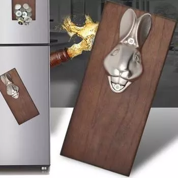 Открывалка для бутылок многофункциональная настенная нержавеющая сталь инновационная нежная голова кролика магнит на холодильник для кухни коричневый