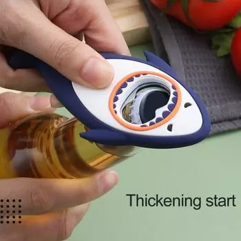 Открывалка для бутылок, нескользящее украшение, ПВХ, полезный магнит на холодильник с изображением акулы, товары для дома небесно-голубой