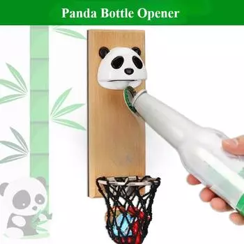 Открывалка для бутылок «Панда» Деревянный магнит на холодильник Открывалка для пивных бутылок Креативная настенная открывалка для бутылок «Панда» 1