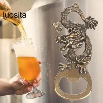 Открывалка для бутылок в стиле китайского дракона, нержавеющая, устойчивая к коррозии, креативный орнамент для открывалки для пивных бутылок бронзовый