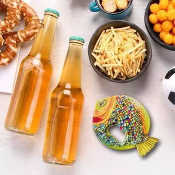 Открывалка для бутылок в виде рыбы, магнит, винтажный рельефный дизайн, открывалка для бутылок в виде рта рыбы, открывалка для пива на колесах, кухонный гаджет для любителей кемпинга F