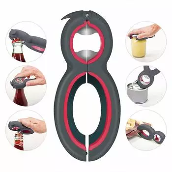Открывалка для газового клапана, открывалка для бутылок, открывалка для крышек, 6 в 1, кухонный гаджет, инструмент
