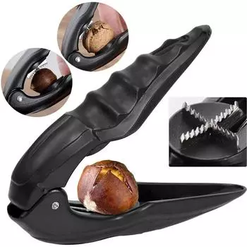 Открывалка для каштана, зубчатый внутренний нож, нержавеющая сталь 304, орех пекан, фундук, макадамия, фисташки, щелкунчик, кухонный нож чёрный