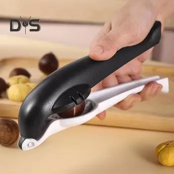 Открывалка для каштанов Острые перекрестные лезвия Длинная ручка Удобная ручка Нескользящая Экономия усилий Эффективный орехокол розовый