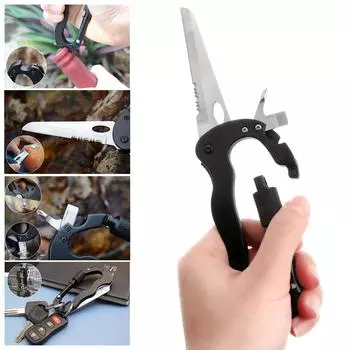 Открывалка для кемпинга, складной нож, карабин, шлицевая отвертка 5 в 1, крестообразная отвертка