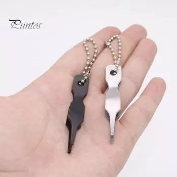 Открывалка для колец из нержавеющей стали с цепочкой из бисера Портативные инструменты для открывания колец с двойной петлей Аксессуары для рыбалки на открытом воздухе серебряный